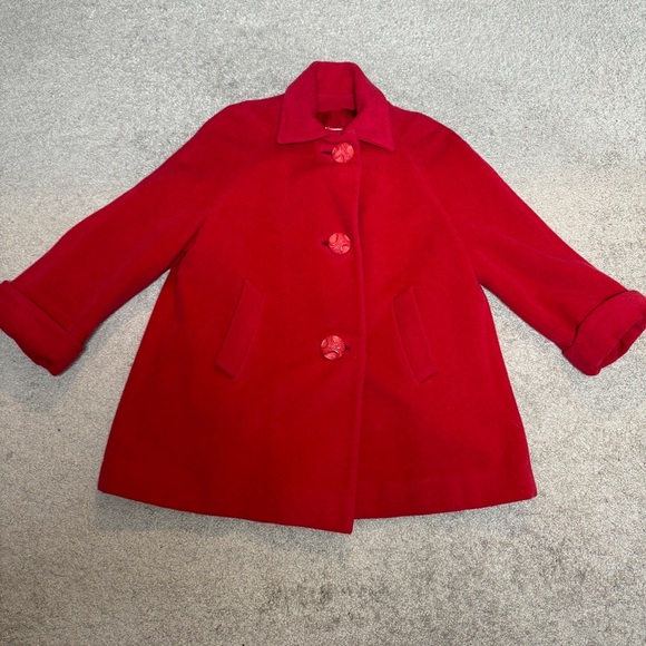 Vintage Wrubels 100% Virgin Wool Button Down‎ Coat Red - Picture 12 of 14